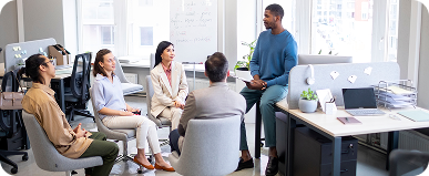 full shot people learning office